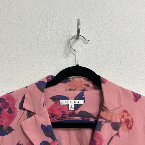 CAbi Style 804 Button Front Pink Purple Watercolor Rose Garden Floral Jacket 6 - Picture 2 of 8